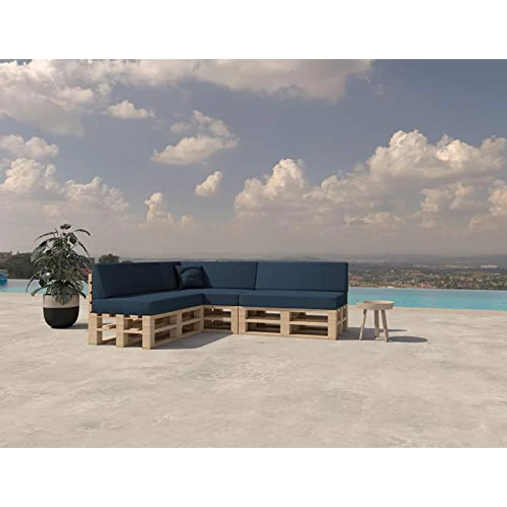 chilly pilley Palettenkissen Gartenkissen Palettenauflage Palettenpolster Indoor Outdoor Waschbar Abnehmbar Sitzkissen Rückenkissen (8er Set, Blau) – Bild 3