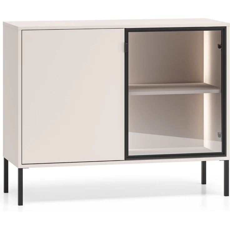 Selsey 'Barnee' – Sideboard mit beleuchteter Glasvitrine, Kaschmir, 107 cm – Bild 1