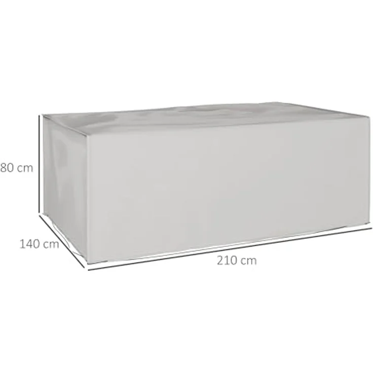 Outsunny Gartenmöbel-Schutzhülle mit wetterfesten Ösen und Kordelstopper (Abdeckung, 1-St, Abdeckplane), für Terrassenmöbel Abdeckhülle 210 x 140 x 80 cm Grau – Bild 7