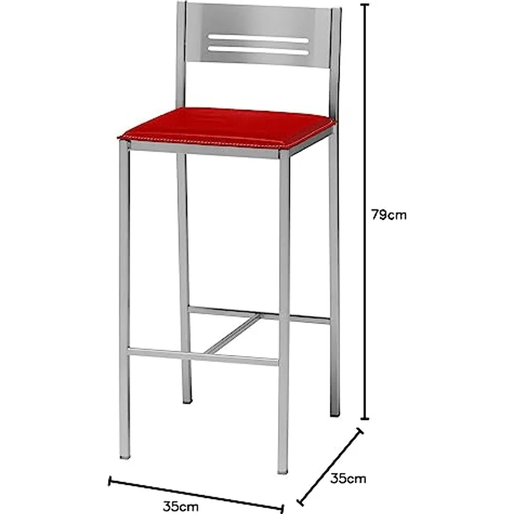 ASTIMESA Zwei Hocker für die Küche, 60 cm, Kunstleder, Rot (TAB60RO) – Bild 2