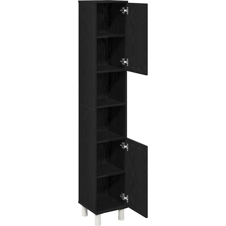 vidaXL Badezimmerschrank mit Tür Schwarz Eichen-Optik 30 x 30 x 179 cm 862513 – Bild 4