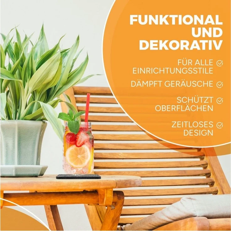 wortek Getränkeuntersetzer Filz-Untersetzer Eckig für Gläser 10er Set + Box, Zubehör für Tisch & Gläser, Set, 10-tlg, waschbare Getränke Glasuntersetzer Gläser, Tischuntersetzer Filz 10 cm – Bild 4