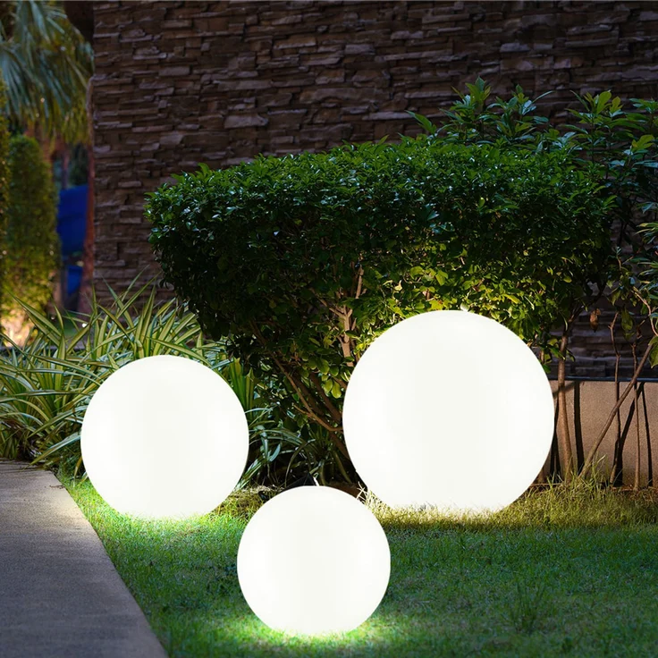 3er Set LED Außen Solarleuchten, Kugel weiß, 15 und 20 cm – Bild 3