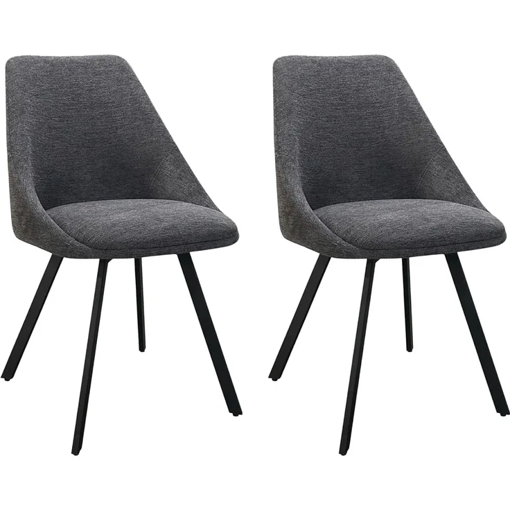 byLIVING Esszimmerstuhl 2er Set Jasper/Webstoff anthrazit/Gestell Metall schwarz matt/Sitzschale 360° drehbar/Esszimmerstuhl/B 55, H 83, T 59 cm