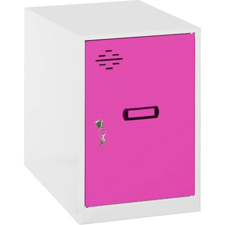 Simon Rack Simonlocker Kommode, klein, 475 x 400 x 500 mm, Amario aus Metall, inkl. Schlüssel, Weiß/Rosa – Bild 2
