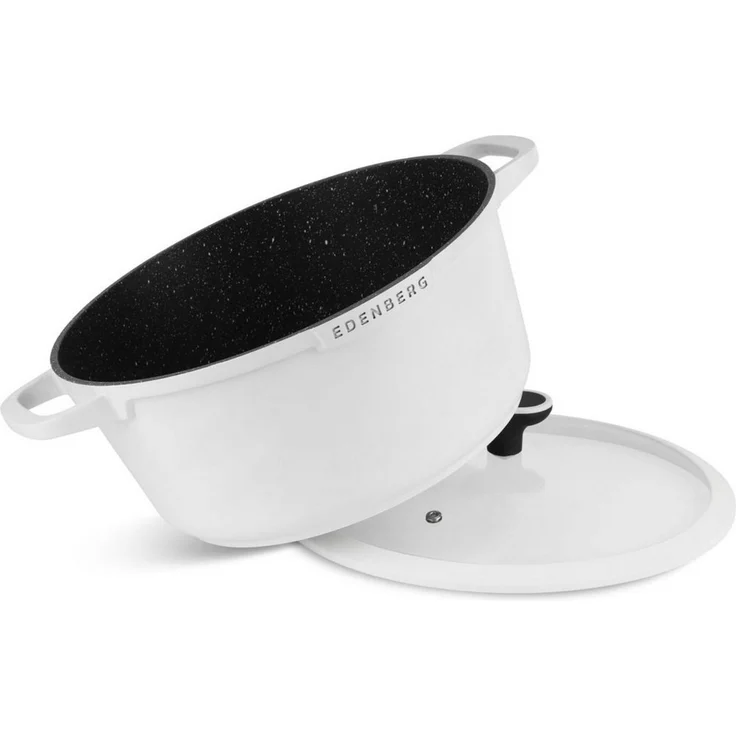 Edenberg Topf-Set Wunderschönes weißes Topfset, Pfanne, Kasserolle, Glasdeckel Keramik, Aluminium, Keramik (1.4L / 1.9L / 2.6L / 4.5L / 6.7L, 12-tlg, Zeitloses Design des Topfsets. Eine ideale Geschenkidee) – Bild 4