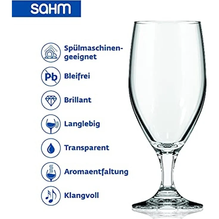 SAHM Bierglas Vienna Pokal Biergläser 0,3 Liter 6 STK Biertulpe, Edles Glas – Bild 4