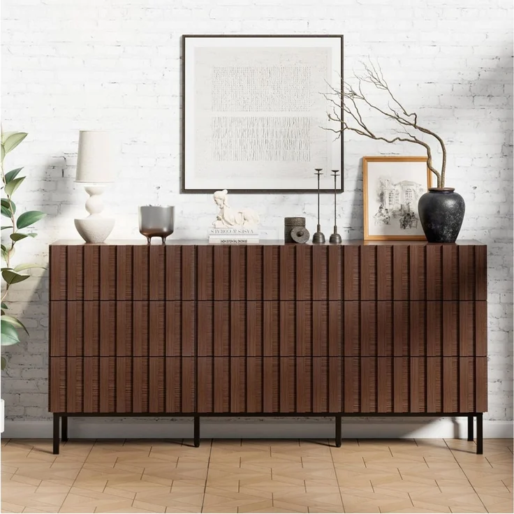 UEV Kommode schmal mit Schubladen, Sideboard für Wohnzimmer Schlafzimmer Flur (Packung, Aufbewahrungsschrank), Kippsicherung, Aufbewahrungskommode, TV Board Schubladenschrank Buffet – Bild 2