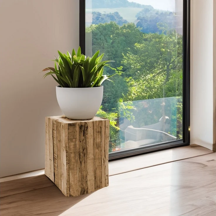 Spetebo Blumentisch Holz Sockel LEON - S - ca. 30x20 cm (Packung, 1-St, Ständer aus Holzlatten), dekorativer kleiner Holzständer – Bild 2