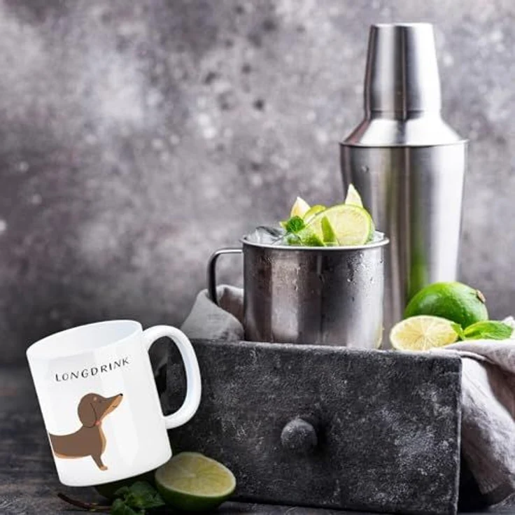 speecheese Tasse Dackel Kaffeebecher mit Spruch Longdrink – Bild 3