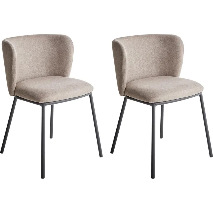 Esszimmerstuhl 2er Set MINA Stoff Taupe