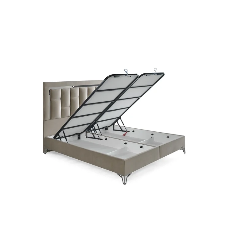 Schlafzimmer-Set "Tiva" – Bett mit Bettkasten und Matratze , Nachttisch, Bettbank-Beige – Bild 6