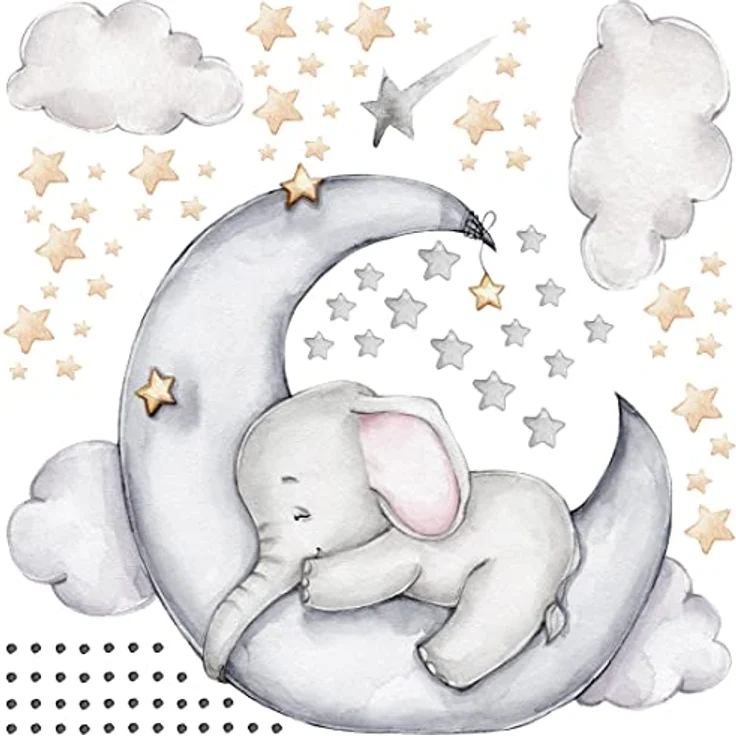 WANDKIND Wandtattoo Elefant auf dem Mond V311 (Elefant), rückstandslos abziehbar – Bild 4
