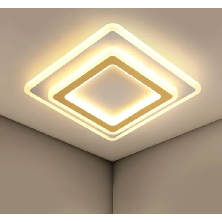 Goeco 44W LED Deckenleuchte Modern, Gold Deckenlampe LED Quadratisch, Acryl Deckenlampe Deckenbeleuchtung für Wohnzimmer Schlafzimmer Flur Küche Balkon, 3000K Warmweiß – Bild 10