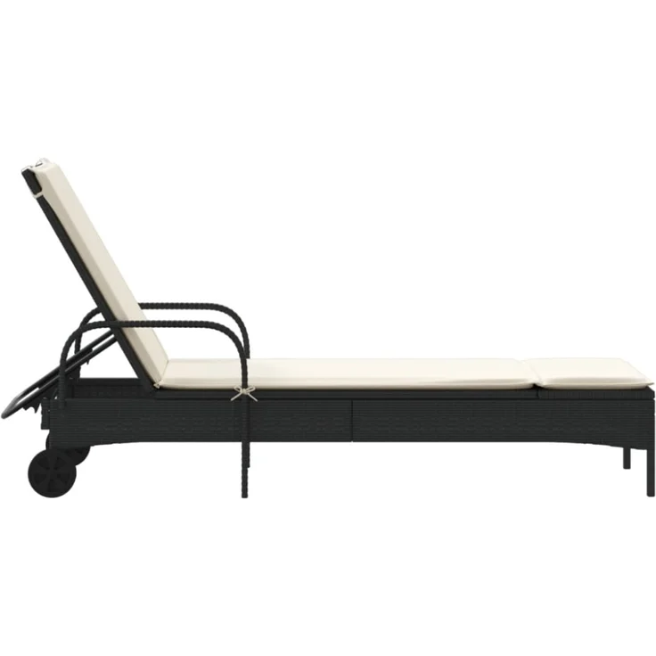 vidaXL Sonnenliege mit Rollen und Auflage Schwarz Poly Rattan 368308 – Bild 10