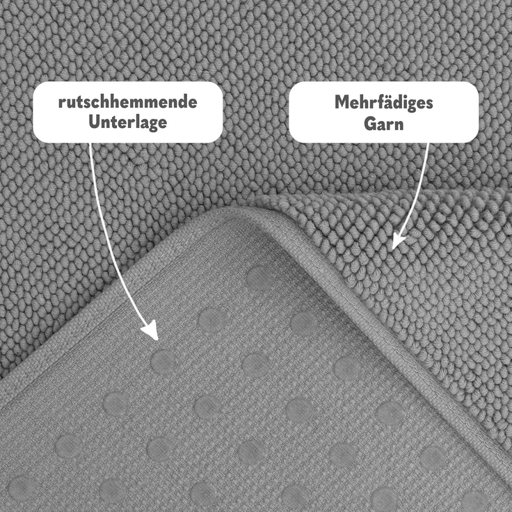 HAMMETEX Badematte rutschfeste Badvorleger, Höhe 7,5 mm, rutschhemmend beschichtet, strapazierfähig, Baumwolle, rechteckig, einfarbig, 100% Baumwolle, in 2 Größen erhältlich – Bild 4