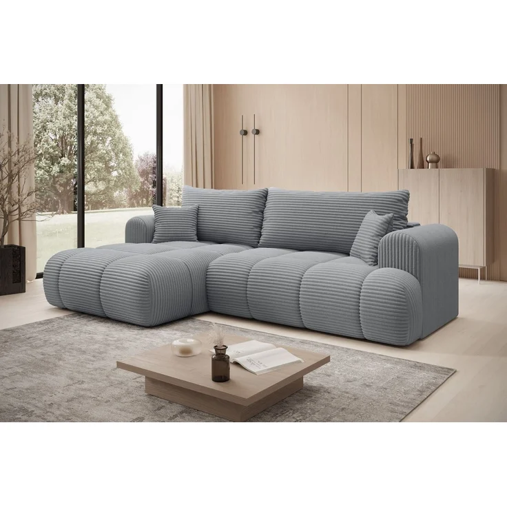 thematys Ecksofa TREVIO 260 x 165 cm, mit Schlaffunktion, mit Bettkasten, Grau (Tilia 90), Ausrichtung links – Bild 2
