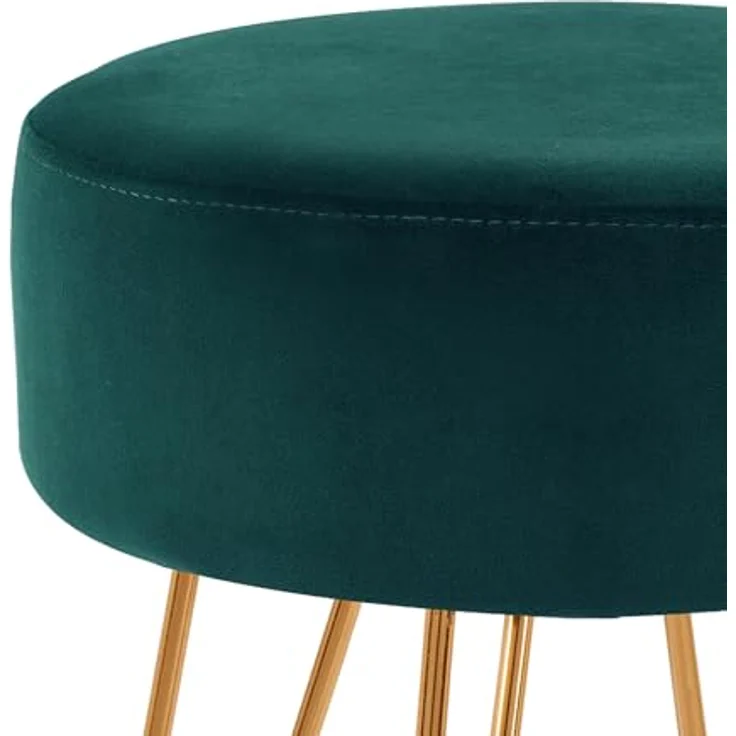 Duhome Hocker, Sitzhocker Rund Hocker Samt oder Stoff Lederoptik Schemel Metallbeine – Bild 6