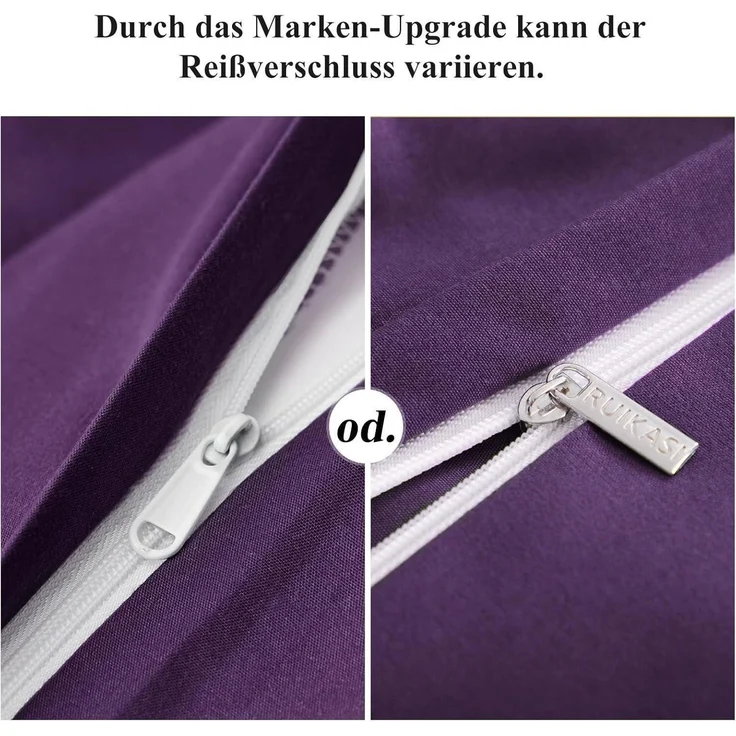 Bettwäsche 135x200 Lila 4teilig Set Mikrofaser Reißverschluss Weich Bügelfrei – Bild 7