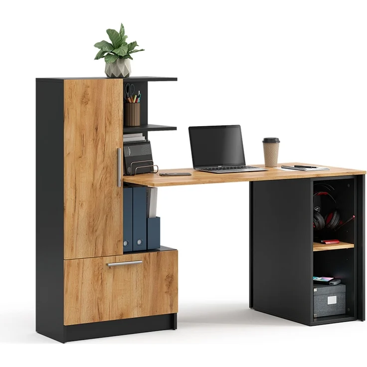 Schreibtisch Tomy Anthrazit/Goldkraft Eiche 150 x 59 cm 2er Set Vicco – Bild 5