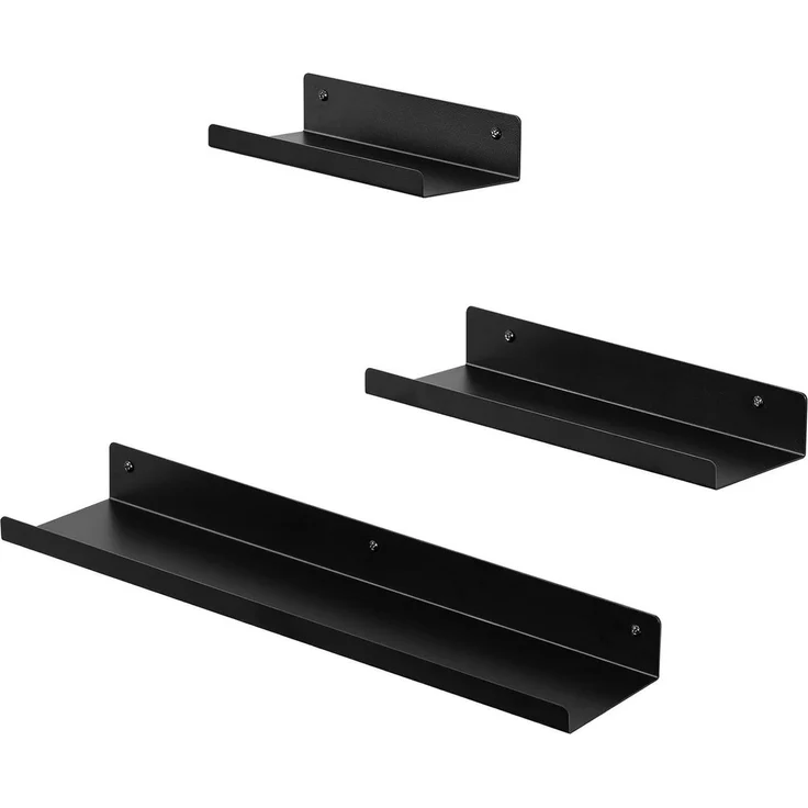 EUGAD Wandregal, Set 3-tlg, schwebendes Regal aus Metall schwarz – Bild 1
