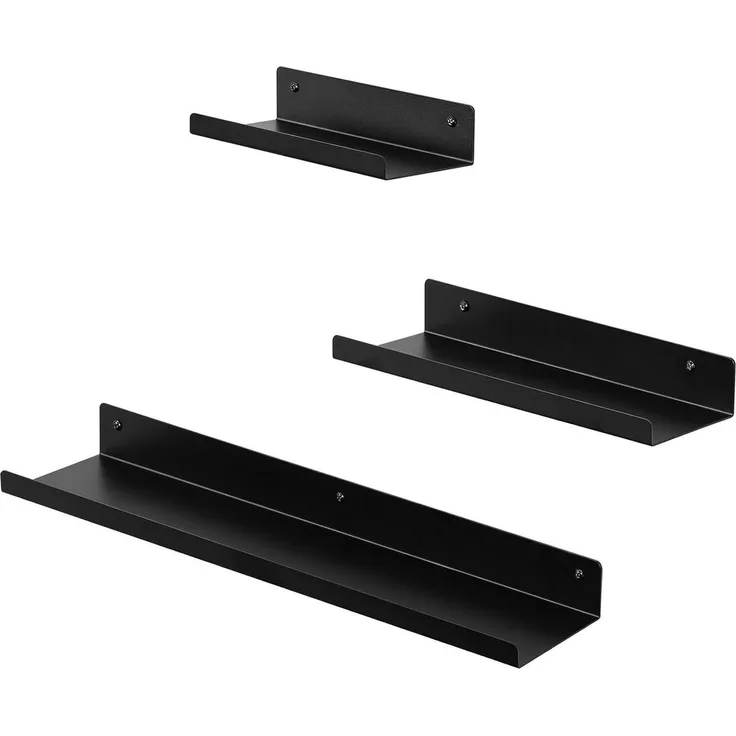EUGAD Wandregal, Set 3-tlg, schwebendes Regal aus Metall schwarz