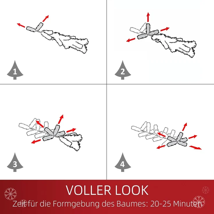 HOMCOM Künstlicher Weihnachtsbaum mit 59 Zapfen, Schnee, 1111 Spitzen, Kieferbaum, Weihnachtsdeko inkl. Metallständer für drinnen – Bild 4