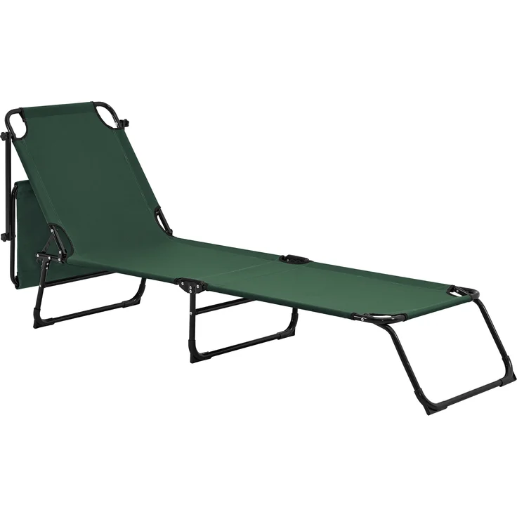 2er Set Sonnenliege Lomeda mit Sonnendach 187x53x27cm Dunkelgrün [casa. pro] – Bild 3