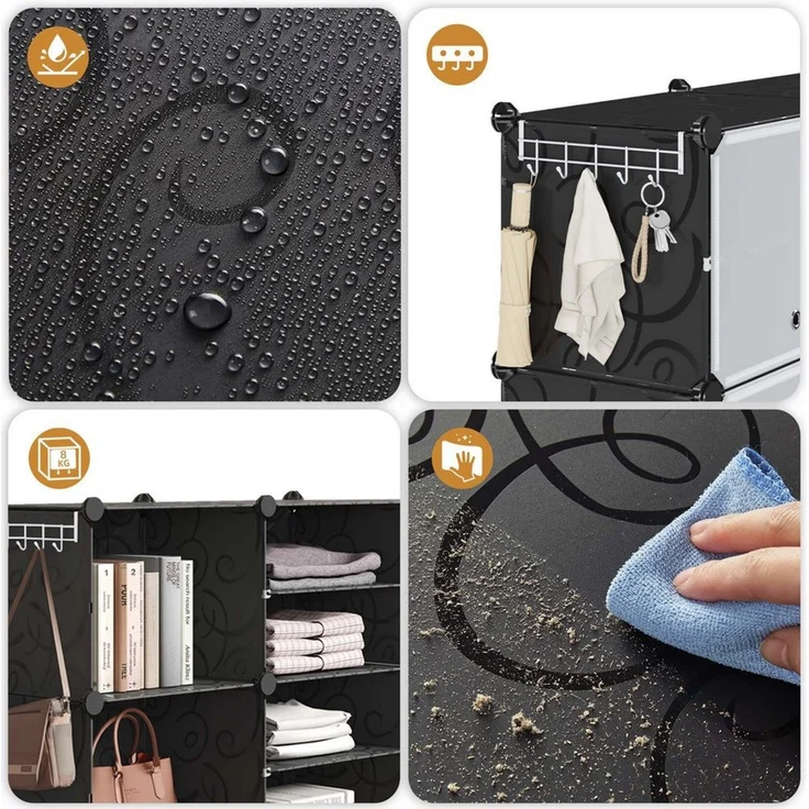 Mondeer Schuhschrank Schuhschrank (8 Fächer) mit Tür, Staub- und Wasserabweisend, für 20-42 Paar Schuhe – Bild 3