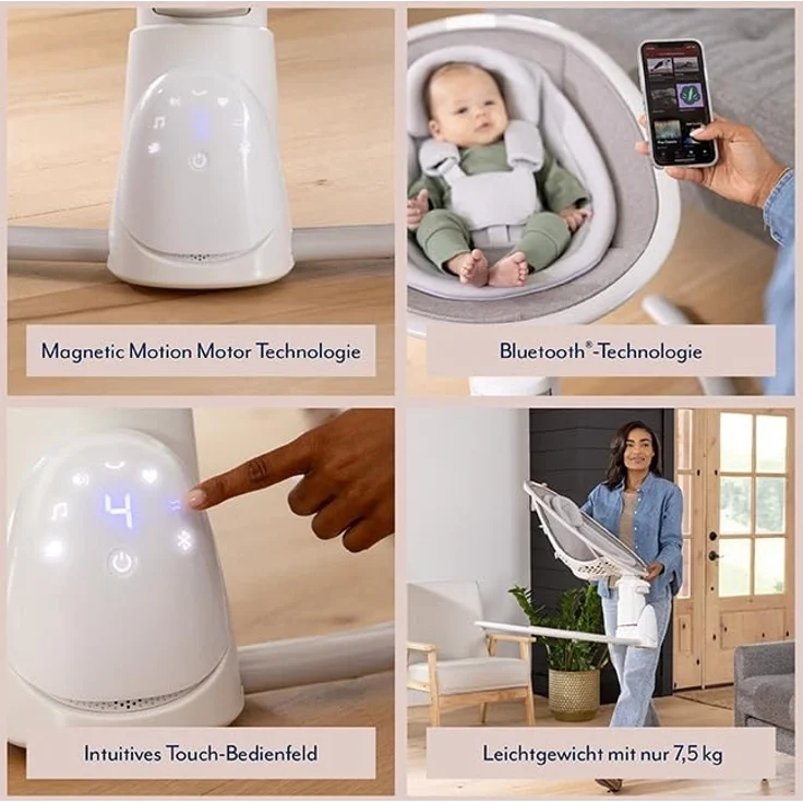 Graco Sway ’n Grow™ elektrische Babyschaukel und Sesssel, 3in1, ab Geburt bis ca. 4 Jahre (18 kg), sanft und leise, 3-fach verstellbarer Sitz, Heather – Bild 3