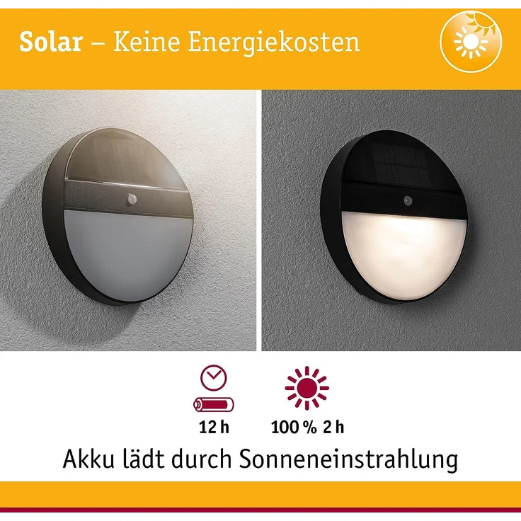 Paulmann No. 94264 Outdoor Solar Wandleuchte Elois mit Bewegungsmelder Anthrazit – Bild 2