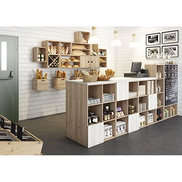 Astigarraga Kit Line Standregal Vollholz-Würfelregal mit vier Fächern, Bücherregal, Raumteiler, Unbehandeltes Kiefernholz – Bild 5