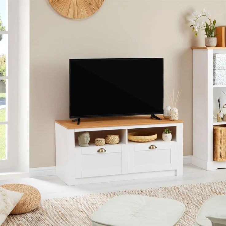 IDIMEX Lowboard BOLTON, TV Lowboard aus Kiefer TV Bank mit 2 Schubladen und Muschelgriffen Mas – Bild 2