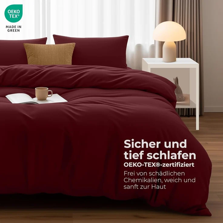 Utopia Bedding Bettwäsche 200x200 Set - Mikrofaser Bettbezug 200x200 cm + 2 Kissenbezüge 50x75 cm - Burgund – Bild 2