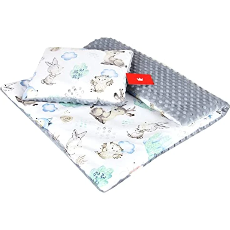 Kinderdecke BABYLUX Babydecke MINKY 2Set Kuscheldecke Decke 75 x 60cm Kinderwagen, BabyLux, MP122 - Grau + Igel – Bild 3