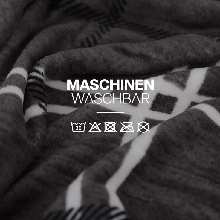 Kuscheldecke ( Dunkelgrau ) XXL - 220x240cm - hochwertige Fleecedecke, große weiche Wohndecke Karo Muster - kuschelig weich – Bild 7