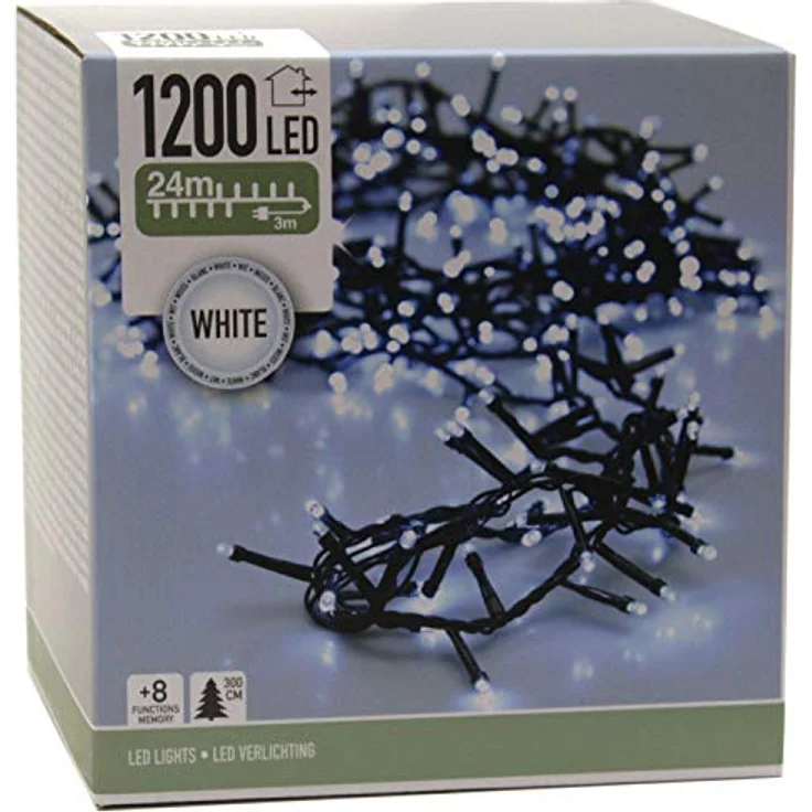 INtrenDU LED-Lichterkette Lichterkette 1200LED kaltweiß 24m, mit itegriertem Timer, Beleuchtungsprogrammen und Memoryfunktion – Bild 2