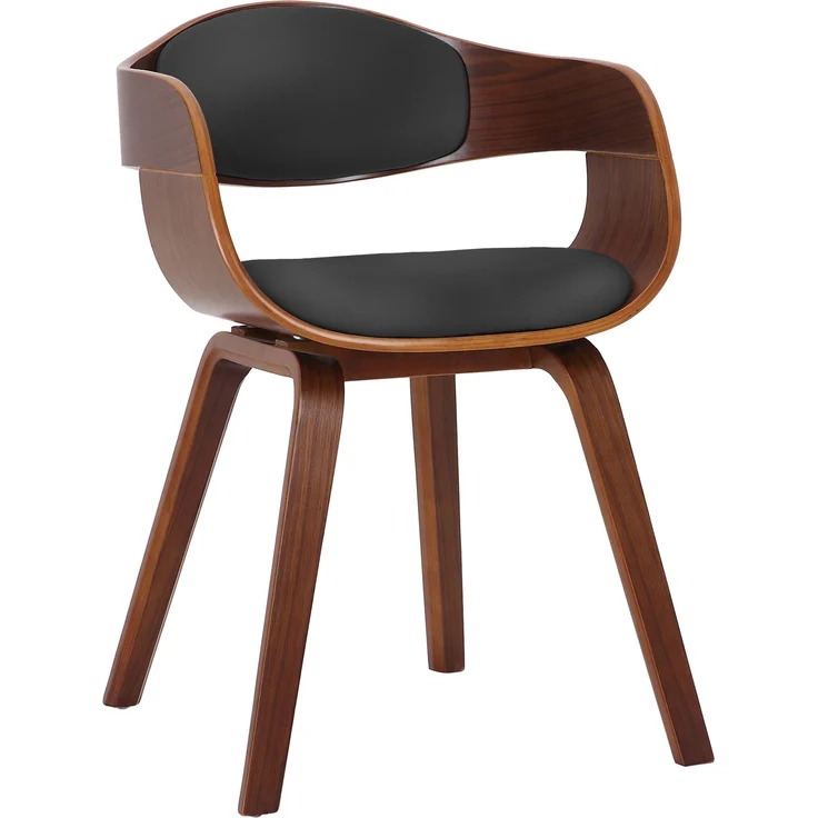 DELUKE® Besucherstuhl LONDON - 73x49x46cm, Walnuss/Schwarz Kunstleder Holz Gestell Konferenzstuhl Wartezimmerstuhl – Bild 1