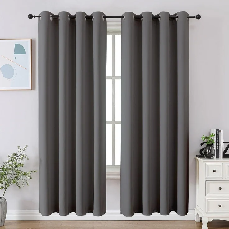 CUCRAF Hellgraue Verdunkelungsvorhänge, 183 cm Länge, 2 Paneele, Raumverdunkelungsvorhänge für Wohnzimmer, Schlafzimmer, wärmeisoliert, lichtblockierend, Fenstervorhang mit Ösen, (B 132 x L 183 cm)