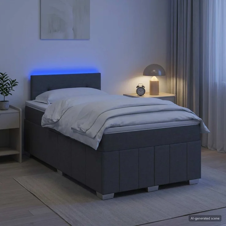 vidaXL Boxspringbett mit Matratze Dunkelgrau 120x200 cm Stoff 3452650 – Bild 1