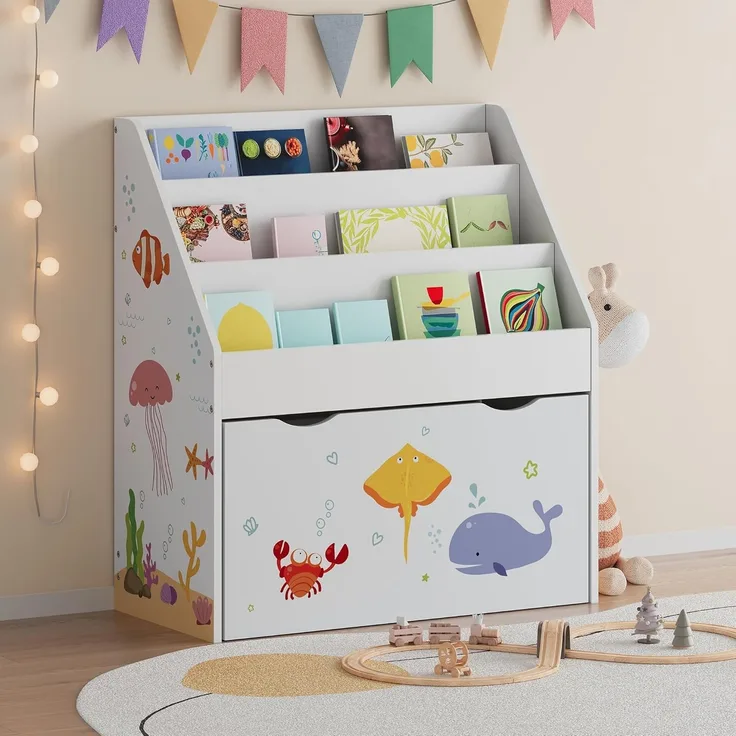 Kinderregal Aarnskona 70x63x30 cm Aqua Dream Motiv [en. casa]