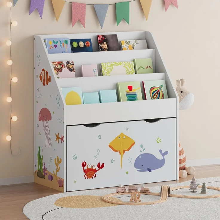 Kinderregal Aarnskona 70x63x30 cm Aqua Dream Motiv [en. casa] – Bild 1