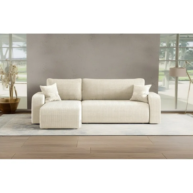 Kaiser Möbel Ecksofa mit schlaffunktion und bettkasten, MILANO L stoff Poso und Quelle, Bettkasten, Schlaffunktion, praktisch, funktionell