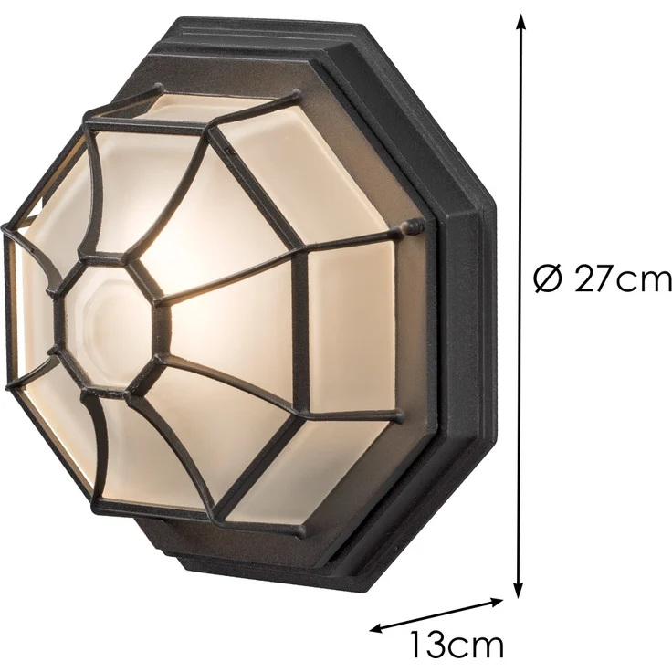 KONSTSMIDE No. 7091-750 Outdoor Wand- und Deckenleuchte E27 IP23 Schwarz Matt Opal – Bild 3