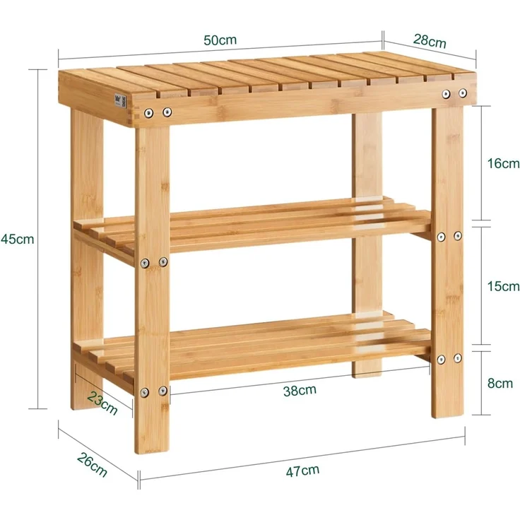 SoBuy Schuhregal FSR02-K, Sitzbank Schuhbank aus Bambus – Bild 3