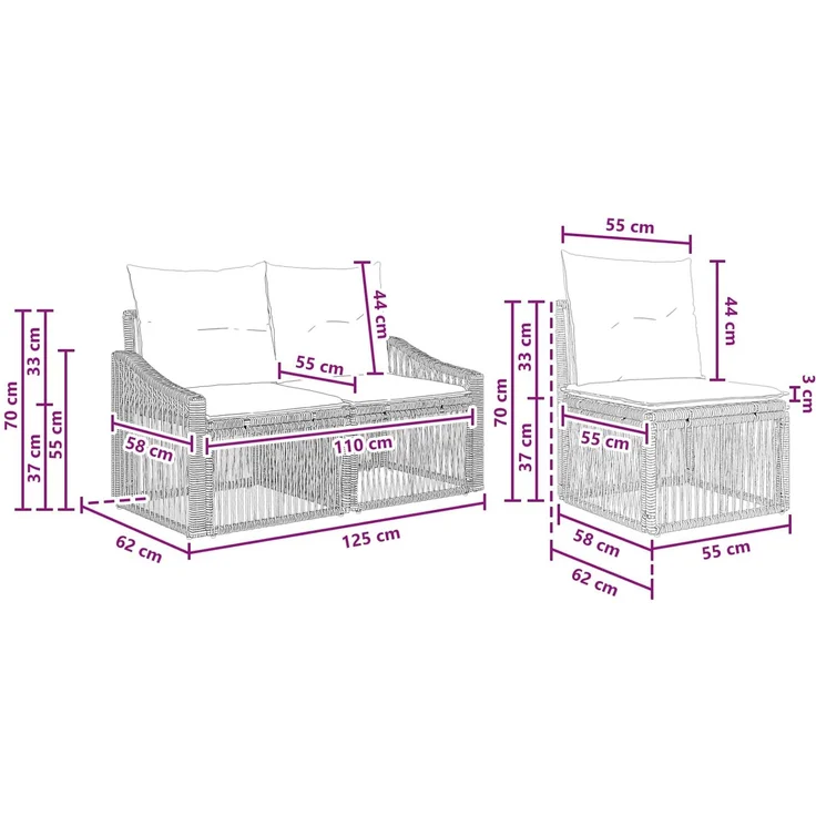 vidaXL Gartensofa-set 6 stk. 6-Sitzer Beige Poly-Rattan 3436104 – Bild 7