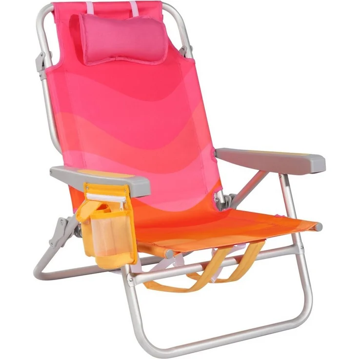 HOMECALL Klappstuhl Strandstuhl Leicht Klappbar Camping, 5-fach verstellbare Rückenlehne (Bis 136KG, Aluminiumrahmen, große Kühltasche und Aufbewahrungstasche, 1 St), Seitentaschen, Kopfstütze, Schultergurten, Handtuchhalter – Bild 5