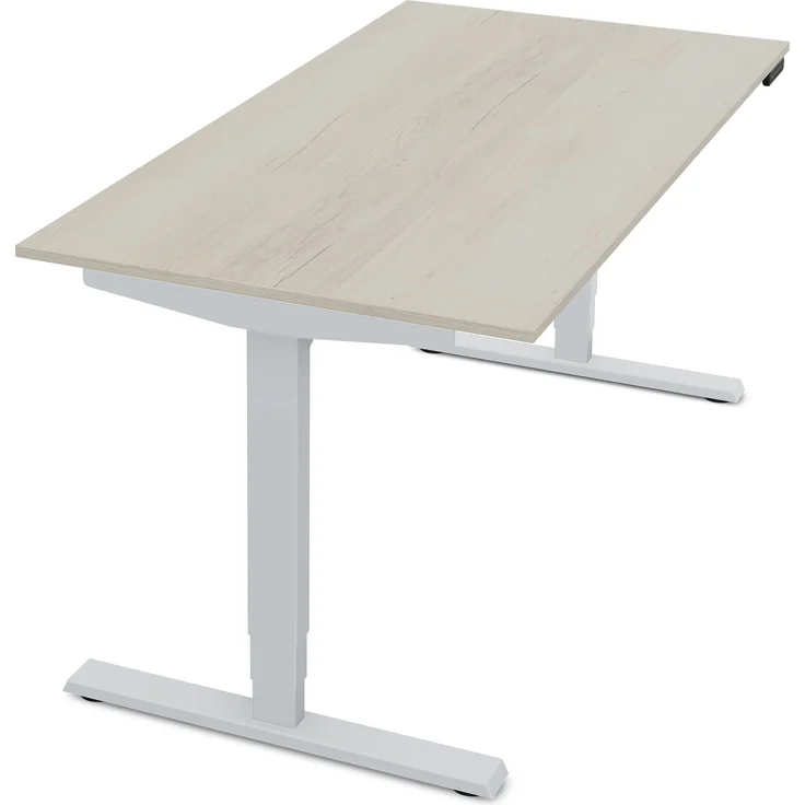 ASSMANN Elektrisch höhenverstellbarer Schreibtisch Y-Line 160x70cm Eiche Polar Weißaluminium Metall Holz Melaminoberfläche – Bild 10