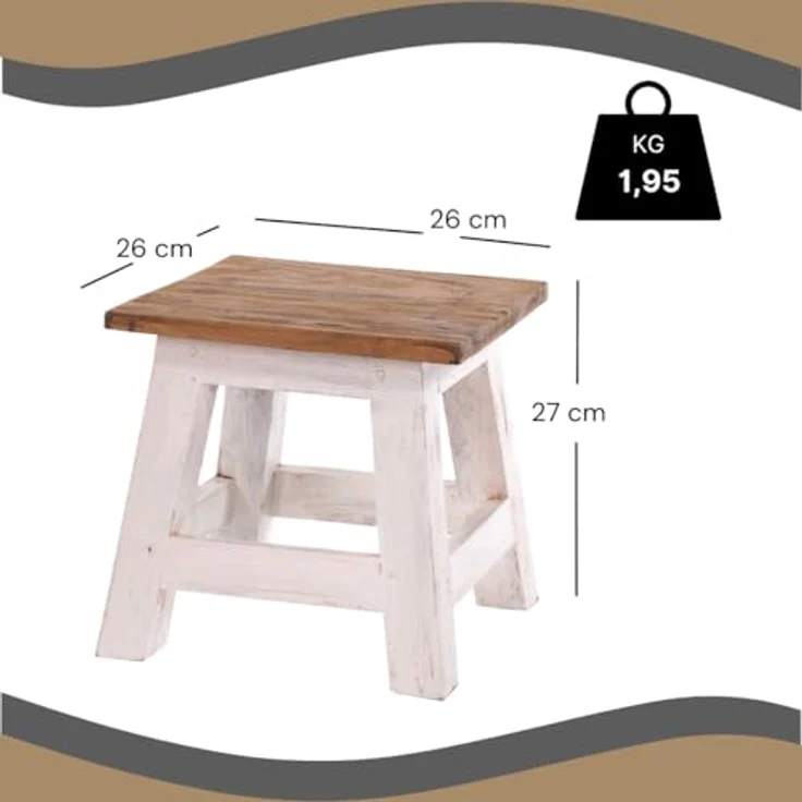DESIGN DELIGHTS Hocker Fusshocker PALO, 27x26cm (HxB), rustikaler Holzhocker Massivhocker – Bild 3