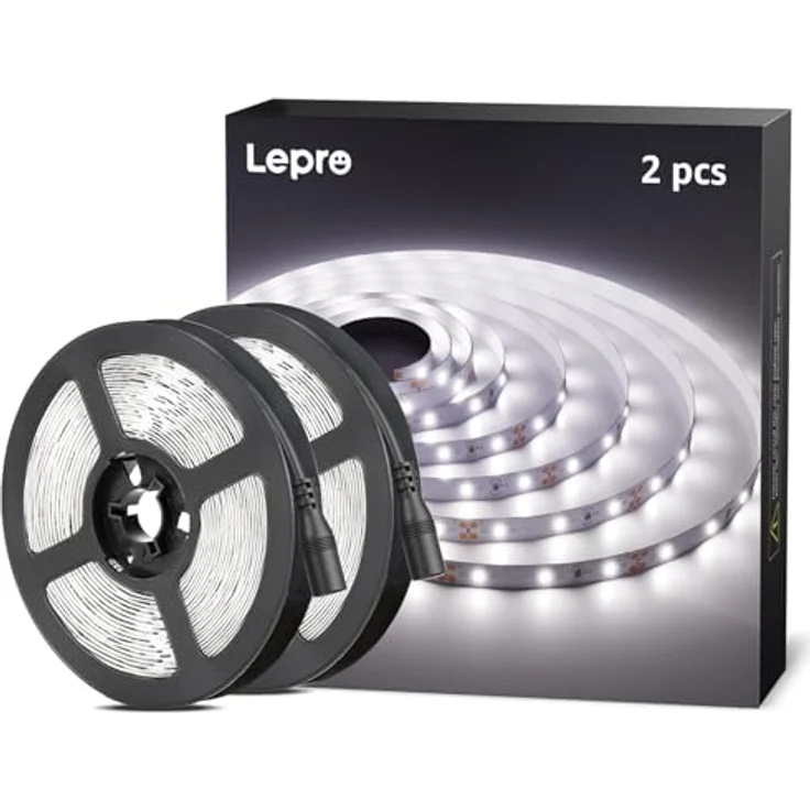 Lepro LED Strip Kaltweiß, 10M (2x5M) Selbstklebender LED Streifen mit 300x2835 LEDs, 2300 Lumen, 6000K Dimmbar für Innen Heim Deko, ohne Netzteil – Bild 1